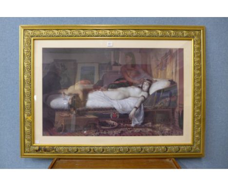 An interior scene print with Cleopatra, framed