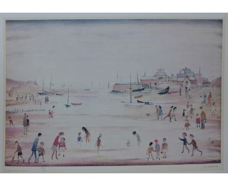 Laurence Stephen Lowry R.B.A., R.A. (1887 - 1976), On The Sands, signed limited edition print, numbered 339/500, Printed in E