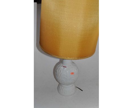 A Blanc-de-Chine ceramic table lamp with shade, gross h.77cm