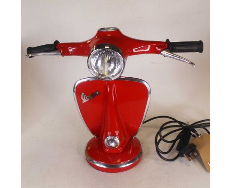 A reproduction Vespa desk light, red painted, height 33cm