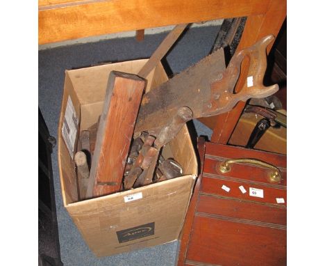 Box of assorted carpenter's tools, various.