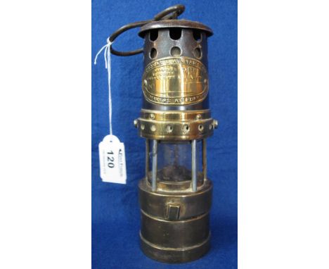 Thomas and Williams of Aberdare brass miner's safety lamp.  Used.