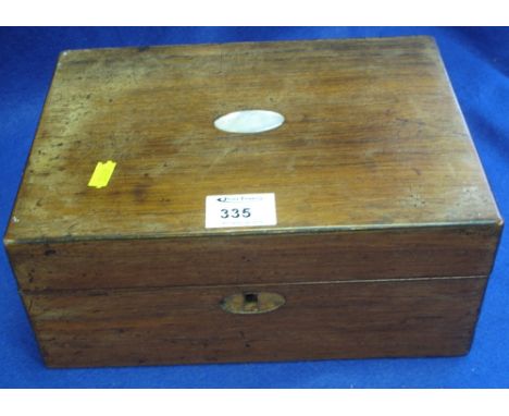 Late 19th Century mahogany, mother-of-pearl inlaid sewing box with fitted interior.
