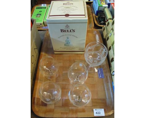 Bell's Blended Scotch Whisky limited edition Christmas 2007 decanter in original box together with a set of four etched brand