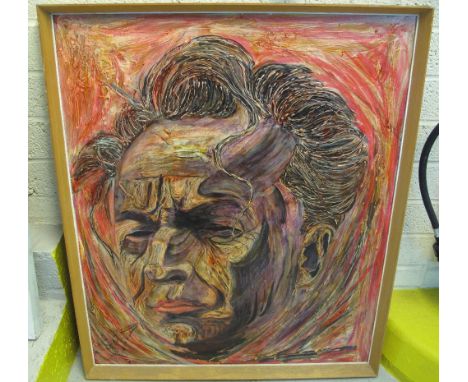 Graham T. Gower Samuel, (Welsh, 20th Century), 'Self Portrait', signed and dated: '68, oils on board.  Framed and glazed.
