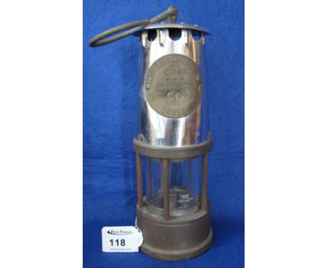 Protector Lamp and Lighting Company of Eccles miner's safety lamp.  Unused.
