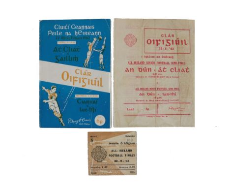1963 All-Ireland Football Championship  G.A.A., Football, 1963, Two Official Programmes for: * All Ireland semi-Final 18.8.63