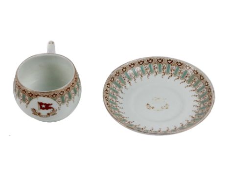 White Star Line.&nbsp; An original Cup and Saucer by Stonier of Liverpool,&nbsp;the rare ‘Wisteria’ pattern, made for use by 