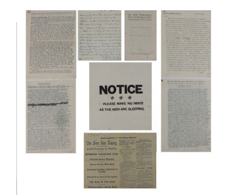 ‘The Men are Sleeping’Important 1916 Documents. A very interesting and important file of documents with provenance to G.A. Ne