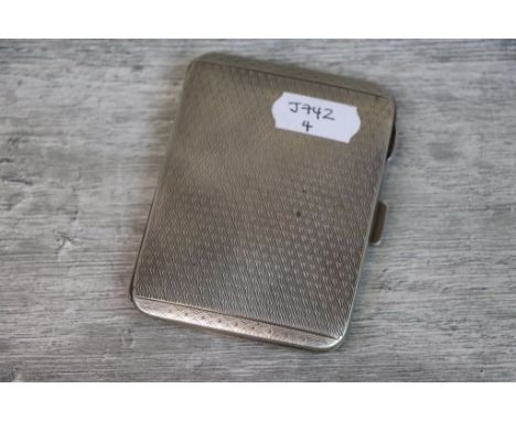George V silver cigarette case of rectangular form, engine turned decoration, gilt interior, makers Deakin &amp; Francis Ltd,
