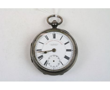 Edwardian silver open face key wind verge pocket watch, the white enamel dial stamped The Express English Lever J.G. Graves S