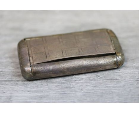 George III silver snuff box of rectangular form, chequerboard engraved decoration, the inside hinged lid engraved "From a Fri