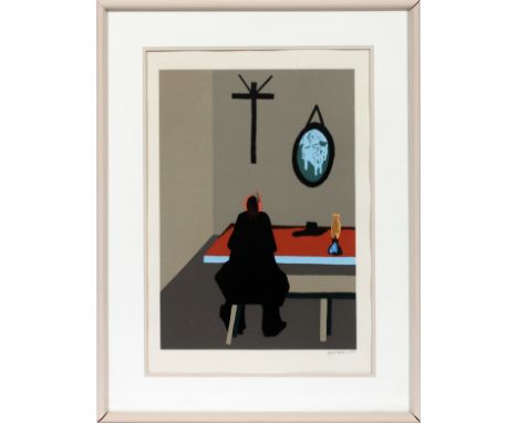 JACOB LAWRENCE [AMERICAN, 1917-2000],  SCREENPRINT, 1977, H 20", W 14", FROM "MIGRATION  SERIES":  Pencil signed and dated lo