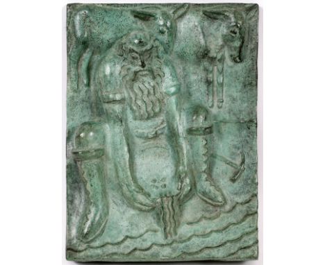 MARSHALL M. FREDERICKS [AMERICAN, 1908-1998],  BRONZE PLAQUE, H 10", W 8", "GOLD MINER":   Signed on underside; first cast as