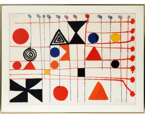 ALEXANDER CALDER [AMERICAN, 1898-1976], COLOR  LITHOGRAPH, 1966, H 29", W 21", "QUILT":  Pencil  signed lower right; no editi
