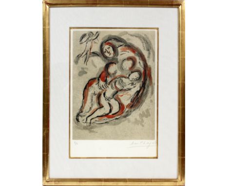 MARC CHAGALL [FRENCH/RUSSIAN, 1887-1985], COLOR  LITHOGRAPH, H 16" W 11", "HAGAR IN THE DESERT":   Pencil signed at the lower