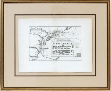 1763 DETROIT MAP FROM BELLIN'S 1764 ATLAS, H 8",  W 12" [ARTWORK]:  "Depuis le lac Saint Claire  jusqu'an Lac Erie" "Echelle 