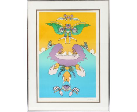 PETER MAX [AMERICAN/GERMAN, B. 1937],  LITHOGRAPH, H 25", L 17", "FACING WAVES":  An AP  edition and signed lower right.  Fra