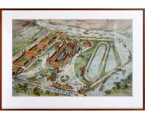 CALVERT LITHOGRAPHING COMPANY COLOR LITHOGRAPH,  MANUFACTURED 1985, H 28", W 42", DETROIT  INTERNATIONAL EXPOSITION GROUNDS [