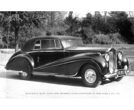 1952 Rolls-Royce Silver Dawn.  A rare 8pp brochure with a cotton-tied silver embossed grey card cover, good images of the sta