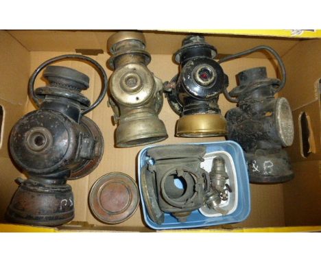 Lamp Spares.  Four disassembled lamps by P&amp;H, H&amp;B and Lucas. (Qty)