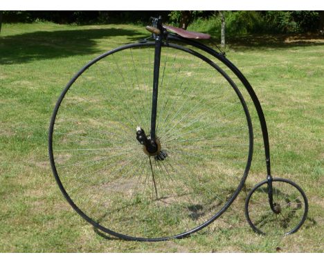 A Hillman Herbert &amp; Cooper 50-inch Ordinary Bicycle.  Retailed by Fred King of Wimborne, the 'Agent and Maker' inscriptio