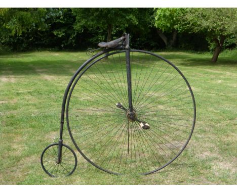 A 54-inch Starley &amp; Sutton (?) Ordinary Bicycle.  Having 26-inch hooped handlebars with turned bone grips, signs of origi