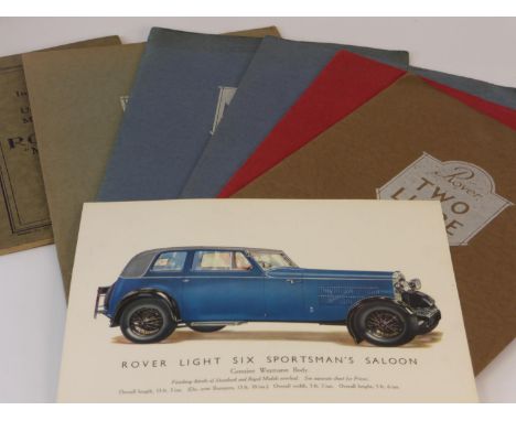 Rover - A Collection of Folder-Brochures,  all dating from c1930, to include the Light Six, 10/25HP, Two Litre and Meteor tog