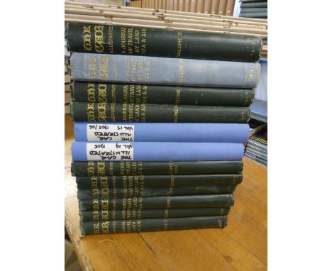 The Car Illustrated: A Journal of Travel by Land Sea &amp; Air.  Twelve early hardbound folio-sized volumes, nine of which ar