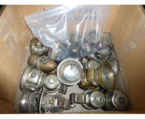 Bicycle Lamps.  Nine assorted acetylene gas-powered lamps, to include a rare P&amp;H 'Vulture' lamp, together with six rear l