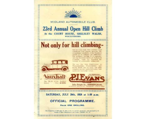 Shelsley Walsh Hill Climb Programmes.  A very good collection of 40 programmes, commencing with the Official Programme for th