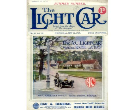 The Light Car, Vol. III, No.82 &amp; Vol. V, No. 120.  A box file containing two loose copies from 1915 and 1916, with their 
