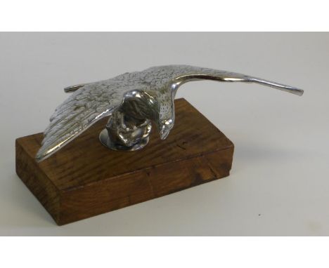 Eagle Accessory Mascot.  An imposing bronze mascot with a 9-inch wing-span and good feathering detail, chromium-plated, and d