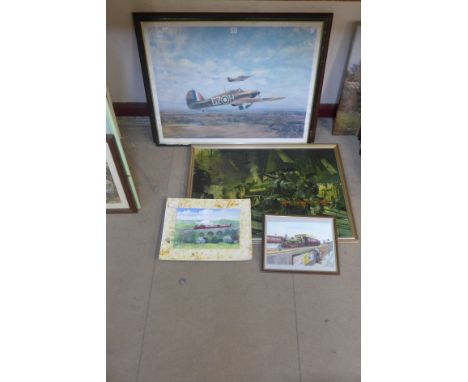Assorted railway and aviation prints, etc.