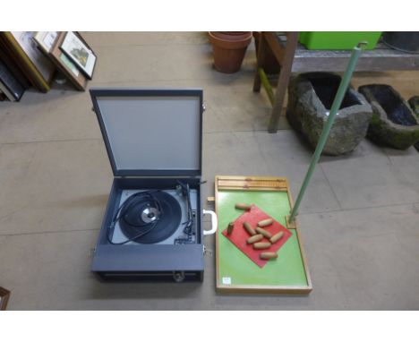 A table skittles and Fidelity record player