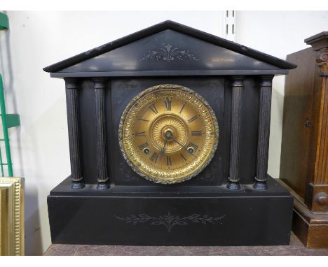 A 19th American Ansonia Clock Co. slate mantel clock
