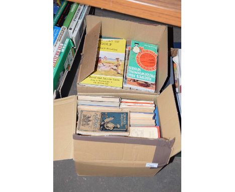 Two boxes of various Ordnance Survey maps, vintage books etc