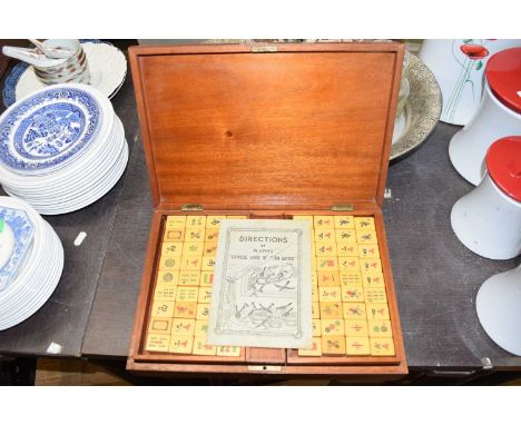 Wooden cased Mahjong set