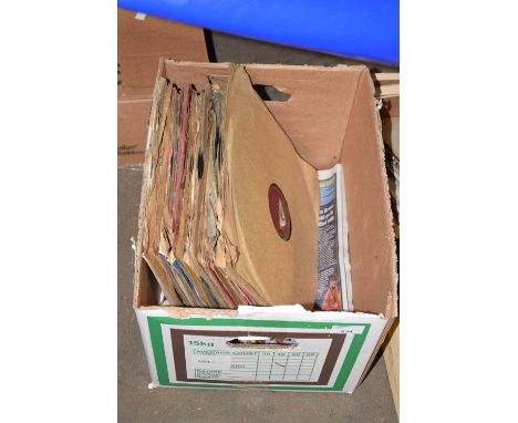 Box of various gramophone records