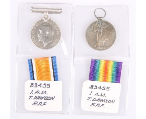 A FIRST WORLD WAR PAIR,&nbsp;comprising British War Medal and Victory Medal, to 83455.1.A.M.T.DAWSON.R.A.F.