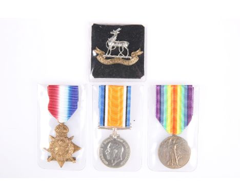 A FIRST WORLD WAR TRIO,&nbsp;comprising British War Medal, Victory Medal and 1914-15 Star, to 1619 PTE.J.W.TAYLOR.R.WAR.R., t