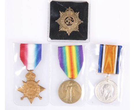 A FIRST WORLD WAR TRIO,&nbsp;comprising British War Medal, Victory Medal and 1914-15 Star, to CMT-1245 PTE.H.PALMER.A.S.C.,&n