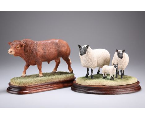 A BORDER FINE ARTS LIMITED EDITION GROUP, "BEULAH RAM, EWE &amp; LAMB", model number B1166, by A. Halls, limited edition 2/50