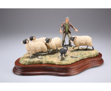 A BORDER FINE ARTS LIMITED EDITION GROUP, "SHEDDING", model number L113, by Ray Ayres, limited edition A.P.5/1,250, on wooden