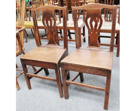 A Pair of Georgian Country Chairs, a set of three Georgian dining chairs and a set of five Chippendale style chairs including
