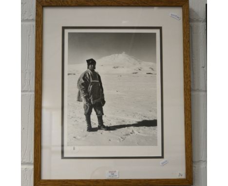 After Herbert Ponting, Captain Scott, Popperfoto limited edition photograph, 35 x 28cm; and Daily Mirror reprint The Last Por