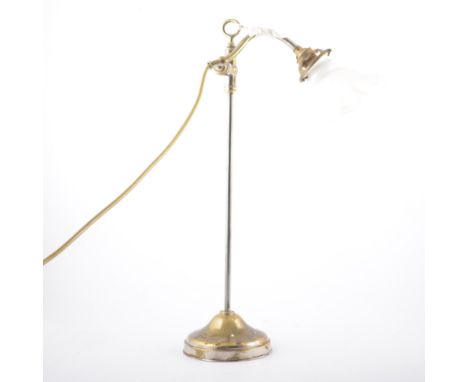 Edwardian silver-plated table lamp, adjustable light with opaque shade, 50cm.