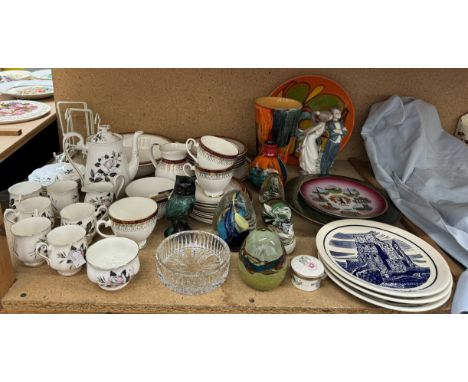 Two Poole pottery vases together with Lladro figures, Royal Albert part tea set, part dinner set, plates, paperweights etc