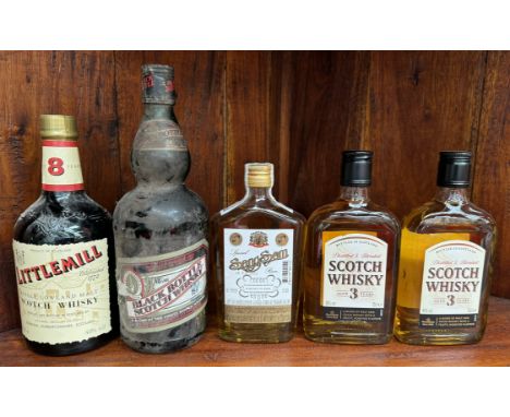 A bottle of Littlemill single lowland malt Scotch Whisky, Aged 8 Years together with a bottle of Black Bottle Scotch Whisky, 