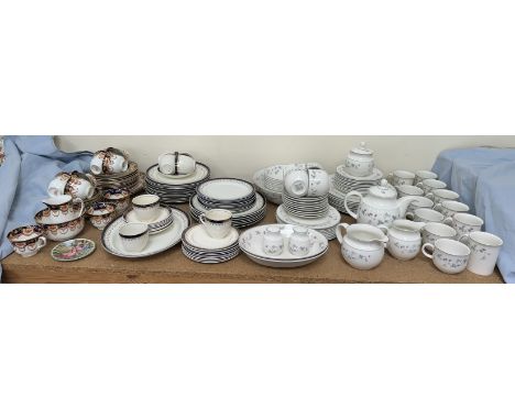 An Expressions Strawberry Fayre part tea and dinner service together with a Royal Albert part tea service and an Alfred Meaki
